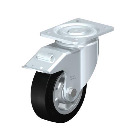 douche importeren troosten LH-ALEV Steel Heavy Duty Black Rubber Wheel Swivel Casters, with Plate  Mounting, Heavy Duty Bracket Series | JW Winco Standard Parts