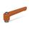 WN 300.1 Manijas ajustables de plástico, tipo orificio roscado o liso, con componentes de acero inoxidable Color: OS - Naranja, RAL 2004, acabado texturizado