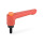 GN 304 Zinc Die-Cast Straight Adjustable Levers, with Push Button, Threaded Stud Type, with Steel Components Lever color: RS - Red, RAL 3000, textured finish
Push button color: O - Orange, RAL 2004