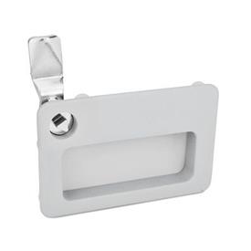 GN 115.10 Zinc Die-Cast Cam Latches, with Gripping Tray, Operation with Socket Key Type: DK - With triangular spindle<br />Color: SR - Silver, RAL 9006, textured finish<br />Identification no.: 1 - Operation in the illustrated position top left