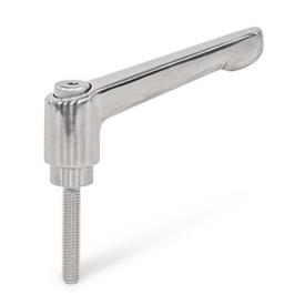 GN 300.6 Stainless Steel Adjustable Levers, Polished Finish, Threaded Stud Type Type: IS - With internal Torx® drive