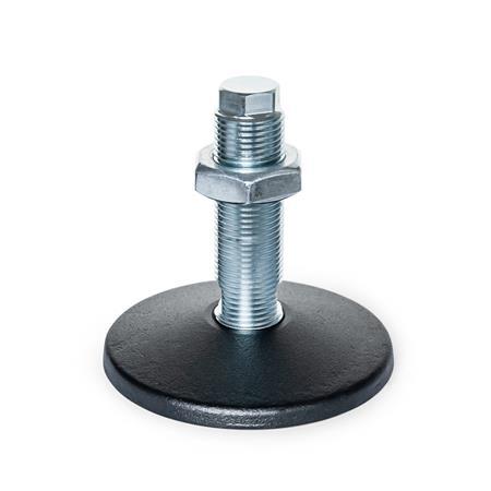 GN 36 Steel Machine Feet, Threaded Stud Type, without Mounting Hole Type (Base plate): A - Without rubber pad