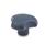 EN 5342 Boutons à trois lobes en plastique conforme aux exigences de la FDA, détectables, avec insert taraudé en inox Matériau/Finition: MDB - Visible par détecteur de métal, bleu, RAL 5001, finition mate