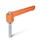 WN 300.2 Nylon Plastic Adjustable Levers, Threaded Stud Type, with Zinc Plated Steel Components Color: OS - Orange, RAL 2004, textured finish