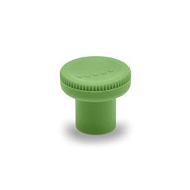 EN 676 Perillas moleteadas de plástico tecnopolímero, con inserto roscado de latón, Ergostyle® Color: GN - Verde, RAL 6017, acabado mate