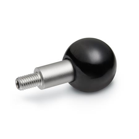 GN 319.5 Plastic Revolving Ball Knobs, Long Shoulder Type, with Tapped and Threaded Stainless Steel Spindle Type: A - With threaded spindle