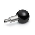 Plastic Revolving Ball Knobs, Long Shoulder Type, with Tapped and Threaded Stainless Steel Spindle