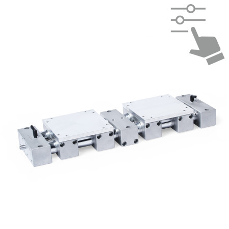 Precision Double Tube Linear Actuators GN 6960: Steel / Stainless Steel, with Two Independent Double Sliders, Configurable