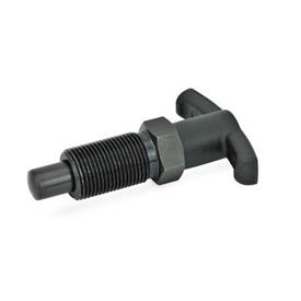 GN 817.4 Steel Indexing Plungers, Lock-Out and Non Lock-Out, with T-Handle Type: B - Non lock-out, without lock nut