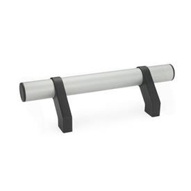 GN 333.2 Aluminum Tubular Handles, with Zinc Die-Cast Movable Angled Handle Legs Finish: ELS - Anodized finish, natural color