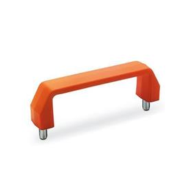EN 528.4 Jaladeras en «U» para gabinete, de plástico tecnopolímero, con espárragos roscados Color: OR - Naranja, RAL 2004, acabado mate