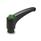 EN 603.1 Plastic Adjustable Levers, Tapped Type, with Stainless Steel Components, with Push Button, Ergostyle® Color: DGN - Green, RAL 6017, shiny finish