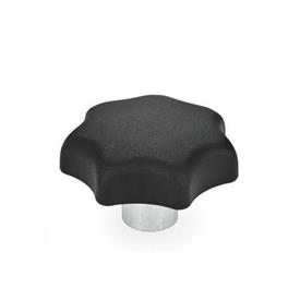 GN 6336.2 Technopolymer Plastic Star Knobs, with Protruding Steel Hub 