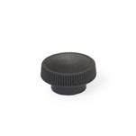 Nylon Plastic Knurled Nuts, with Brass Tapped or Plain Blind Bore Insert