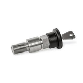 GN 814 Stainless Steel Indexing Plungers, Lockable Type: E - Lockable in the extended or retracted position