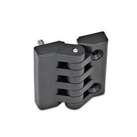 EN 151 Technopolymer Plastic Hinges Type: F - 2x threaded studs / 2x bores for countersunk screws