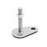 Stainless Steel AISI 316L Leveling Feet, Threaded Stud Type, with Mounting Hole, Teardrop Shape
