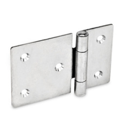 GN 136 Charnières en tôle inox, avec ailette de charnière allongée Matériau: A4 - Inox<br />Type: C - Avec trous fraisés<br />Bildvarianten: l1 (e) - sur une seule face allongé