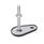 GN 43 Metric Thread, Stainless Steel Leveling Feet, Tapped Socket or Threaded Stud Type, with Mounting Hole, Teardrop Shape Type (Base): D1 - With rubber cap, clipped on, black
Version (Stud / Socket): SK - With nut, external hex at the bottom