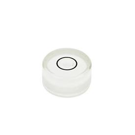 GN 2281 Aluminum or Plastic Bull's Eye Spirit Levels, for Installation in Plates and Housings Finish / Material: KT - Plastic, White<br />Filling: K - Colorless-transparent<br />Identification no.: 1 - Without contrast ring