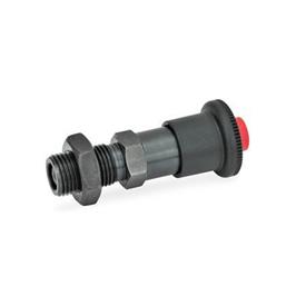 GN 414.1 Doigts d'indexage de sécurité acier, avec verrou à encliqueter par bouton-poussoir Matériau: ST - Acier<br />Type: AK - Avec contre-écrou