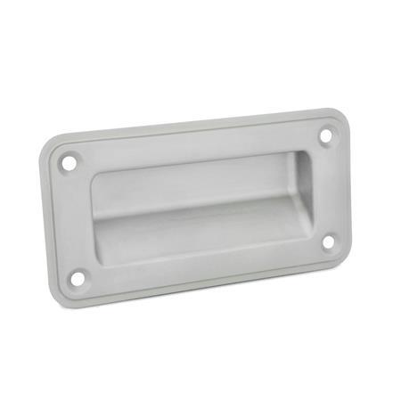 GN 7332 Stainless Steel Gripping Trays, Screw-In Type Type: A - Mounting from the operator's side (for identification no. 2 with four countersunk sealing screws)
Identification no.: 1 - Without seal
Finish: GS - Matte shot-blasted finish
