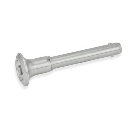 Broches à billes GN 113.9: Bouton en inox, avec poussoir inox AISI 303