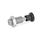 GN 313 Stainless Steel Spring Bolts, Plunger Pin Retracted in Normal Position Material: NI - Stainless steel
Type: AK - With knob, with lock nut
Identification no.: 2 - Pin with internal thread