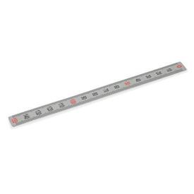 GN 711 Metric Size, Plastic or Stainless Steel Rulers, with Self-Adhesive Backing Material: NI - Stainless steel<br />Type: S - Figures vertically arranged (Figure sequences U, M, O)<br />Figure sequences: O