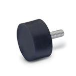 Rubber Vibration / Shock Absorption Mounts, Cylindrical Type, with Stainless Steel Components, with Threaded Stud