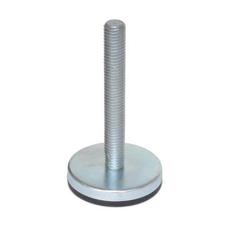  IIG-EL Inch Size, Steel &quot;Glide-Rite&quot;™ Industrial Glides, Fixed Threaded Stud Type, with Rubber Pad 