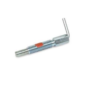  LHRP Steel Hand Retractable Spring Plungers, Non Lock-Out, with L-Handle Type: STP - Steel with thread locking patch