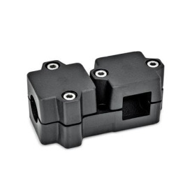 GN 194 Aluminum T-Angle Connector Clamps, Multi-Part Assembly Bildzuordnung1: B - Bore<br />Bildzuordnung2: V - Square<br />Finish: SW - Black, RAL 9005, textured finish