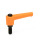 WN 304 Manettes indexables droites en plastique, avec bouton-poussoir, de type goujon fileté avec composants en acier Poignée Color: OS - Orange, RAL 2004, finition texturée
Push Button Color: S - Noir, RAL 9005