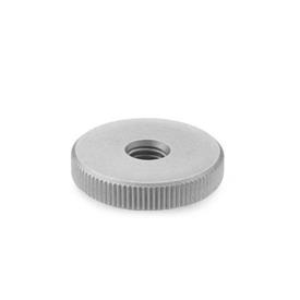 DIN 467 Stainless Steel Flat Knurled Nuts, with Tapped Through Bore 