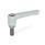 GN 302.1 Zinc Die-Cast Straight Adjustable Levers, Threaded Stud Type, with Stainless Steel Components Color: SR - Silver, RAL 9006, textured finish