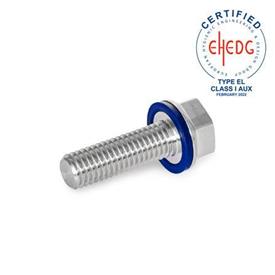 GN 1581 Stainless Steel Hex Head Screws, Hygienic Design Finish: MT - Matte finish (Ra < 0.8 µm)<br />Sealing ring material: H - H-NBR