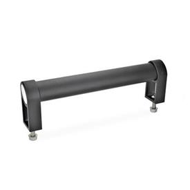 GN 335 Aluminum Oval Tubular Handles, with Zinc Die-Cast Handle Legs, with Inclined Handle Profile Type: B - Mounting from the operator's side<br />Finish: SW - Black, RAL 9005, textured finish