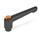 GN 303 Zinc Die-Cast Adjustable Levers, Tapped or Plain Bore Type, with Blackened Steel Components, with Push Button Push button color: O - Orange, RAL 2004, textured finish