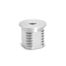 GN 992.5 Stainless Steel Threaded Tube Ends, Round or Square Type Bildzuordnung: D - For round tubes