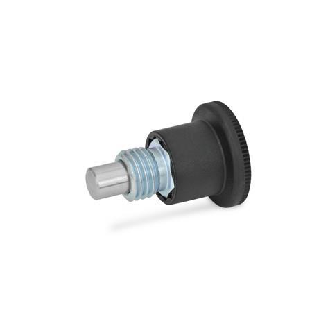 GN 822.6 Steel Mini Indexing Plungers, Lock-Out and Non Lock-Out, with Hidden Lock Mechanism Type: B - Non lock-out