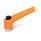 WN 303.2 Nylon Plastic Adjustable Levers with Push Button, Tapped Type, with Zinc Plated Steel Components Lever color: OS - Orange, RAL 2004, textured finish
Push button color: S - Black, RAL 9005