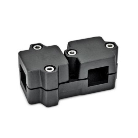 GN 194 Aluminum T-Angle Connector Clamps, Multi-Part Assembly Bildzuordnung1: V - Square<br />Bildzuordnung2: V - Square<br />Finish: SW - Black, RAL 9005, textured finish