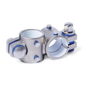 GN 132.25 Noix de serrage orthogonales pour unité linéaire tubulaire en inox, pour système à deux axes Type: B - Avec étanchéités