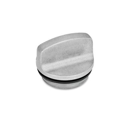GN 441 Aluminum Threaded Plugs, with Finger Grip, Resistant up to 212 °F Identification no.: 1 - Without vent hole
Color: BL - Plain, tumbled finish