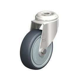  LKRXA-TPA Stainless Steel Light Duty Swivel Casters with Thermoplastic Rubber Wheels and Bolt Hole Fitting, Heavy Bracket Series Type: KD-FK - Ball bearing seals with thread guard