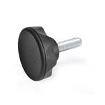 Technopolymer Plastic Seven-Lobed Knobs, with Steel Threaded Stud, Ergostyle®