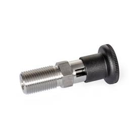 GN 818 Stainless Steel AISI 316 Indexing Plungers, Lock-Out Type: C - With plastic knob, without lock nut