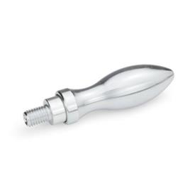 DIN 98 Empuñaduras giratorias de acero, aluminio o plástico, con husillo liso o roscado Material: ST - Acero<br />Tipo: E - Con espárrago roscado