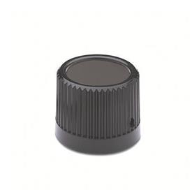 EN 526 Boutons de commande en technopolymère, avec insert en acier Couleur du capuchon: DSW - Noir, RAL 9005, finition mate